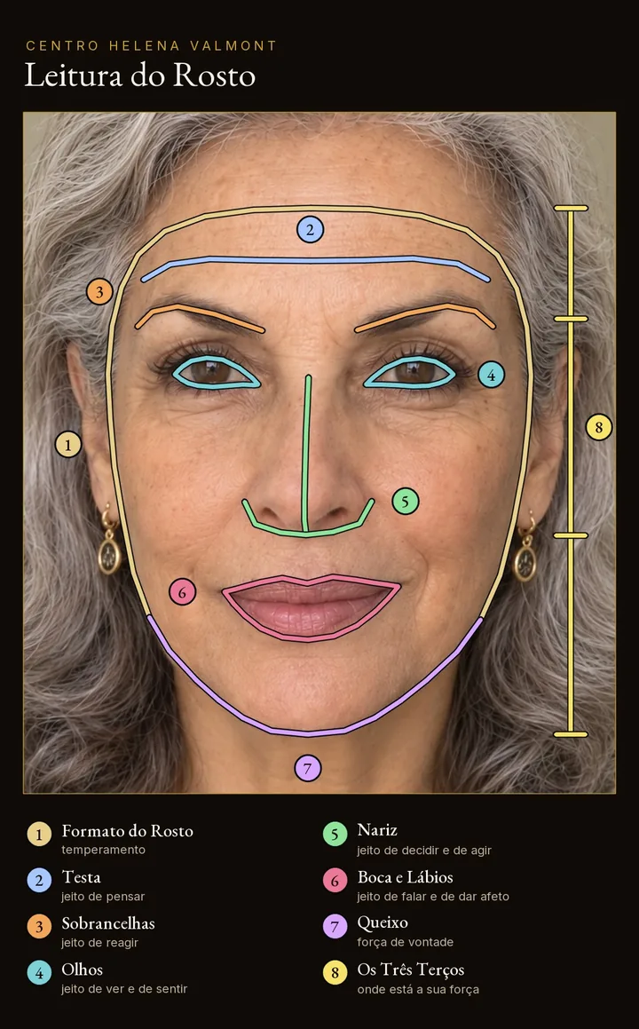 Uma selfie com os traços do rosto desenhados e numerados